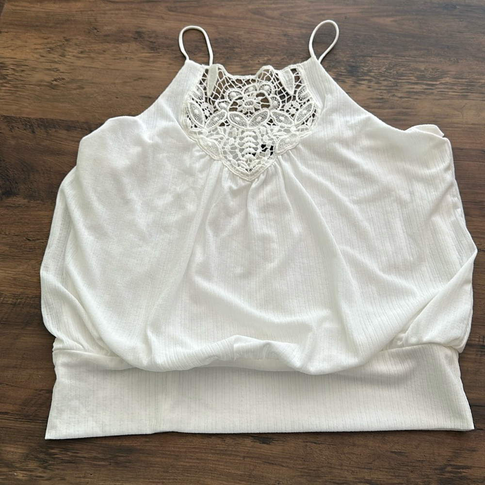 NWT Express White Tank Top With Lace Detail | Size M